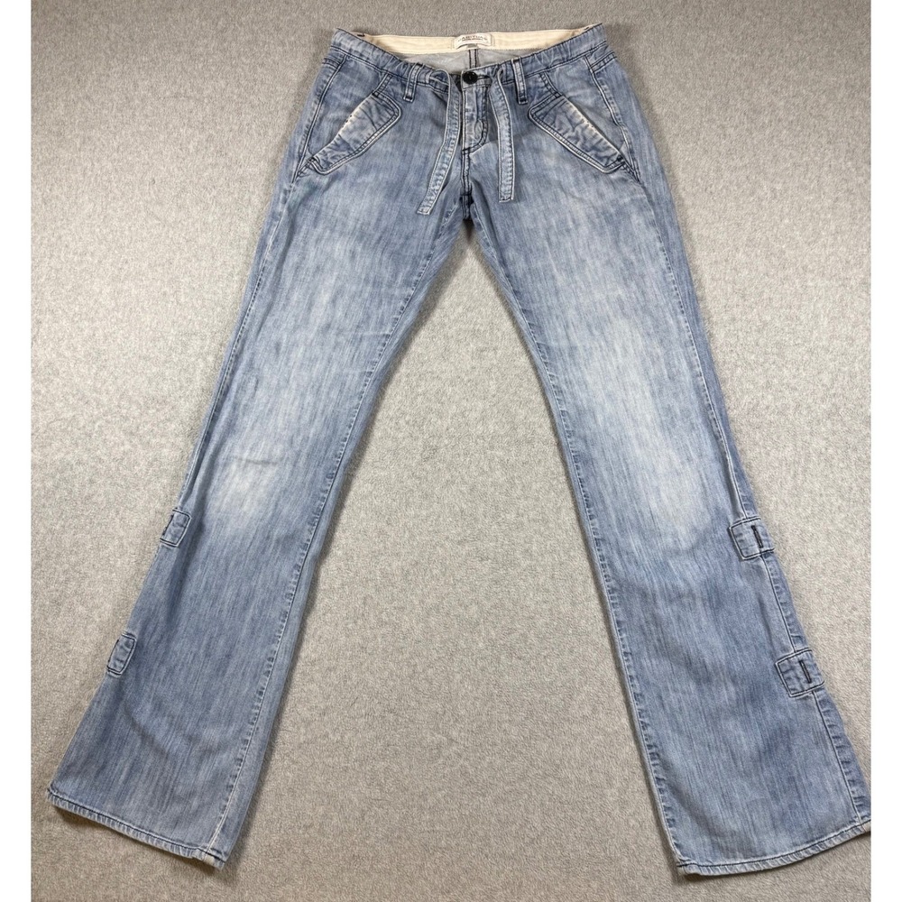 Habitual Jeans Women Blue Flare Denim Low Rise Cargo Style Size (27)